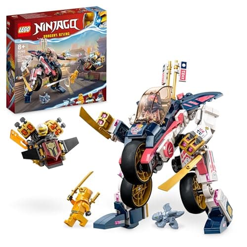 Image of LEGO NINJAGO Sora's Transforming Mech Bike Racer, 2in1 Set with Transforming Mech Action Figure to Ninja Motorbike Toy for 8 Plus Year Old Kids, Boys, Girls, Includes 3 Minifigures, Gift Idea 71792