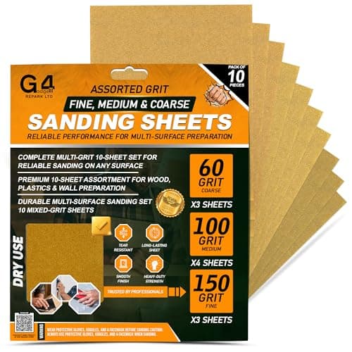 Image of 10 Assorted 3 X COARSE 4 X Medium 3 X FINE Painting Decoration Work Home GRIT Sandpaper Sheets Sanding Papers