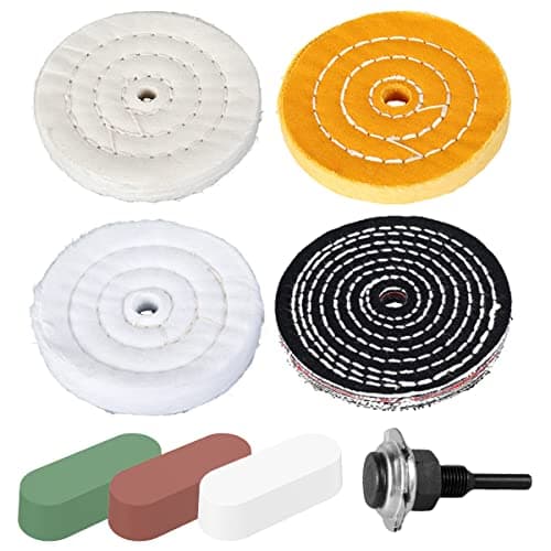 Image of 4 PCS Buffing Polishing Wheel Kits, 4" Polishing Pads for Drill Metal Polishing Kit with 3 PCS Rouge Compound and 1/4" Shank Buffing Polishing Accessories for Metal Wood Plastic Ceramic Glass