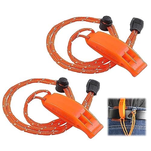Image of Esteopt Whistles with Reflective Lanyard,2PCS Emergency Whistle,survival whistle loud,safety survival whistle for Outdoors,Hiking,Mountaineering, Boating And Signalling