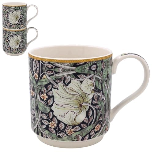 Image of The Leonardo Collection William Morris Pimpernel Mugs Set of 2 | Stylish Tableware for Home Use | Coffee Cups for Every Occasion | Ideal Mens and Birthday Gifts