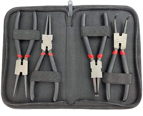 Image of Emsmil 4 Pcs 6 Inch Professional Circlip Pliers Set Straight Bent Internal External Snap Ring Plier Anti Slip Handles with Canvas Storage Pouch Retaining Remover for Car Motorcycle Truck