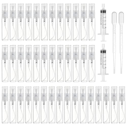 Image of 40 Pcs Mini Spray Atomizer Empty Bottles, 3ml Plastic Refillable Perfume Empty Sample Bottle, Portable Perfume Samples Container With 2ml Pipette, 5ml Needle Cylinder, For Liquid Travel Makeup Tool