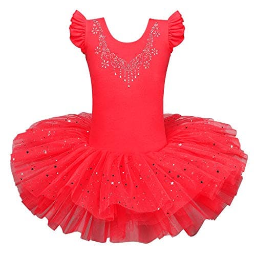 Image of ZNYUNE Girls Kids Ballet Dress Princess Sparkly Ballet Leotards Tutu Girls Dancewear Costume 184 Red XL