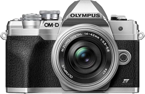 Image of Olympus OM-D E-M10 Mark IV Micro Four Thirds System Camera Kit, 20 MP sensor, electronic viewfinder, 4K video, powerful AF, Wi-Fi, silver incl. M.Zuiko Digital ED 14‑42mm F3.5‑5.6 EZ Pancake silver