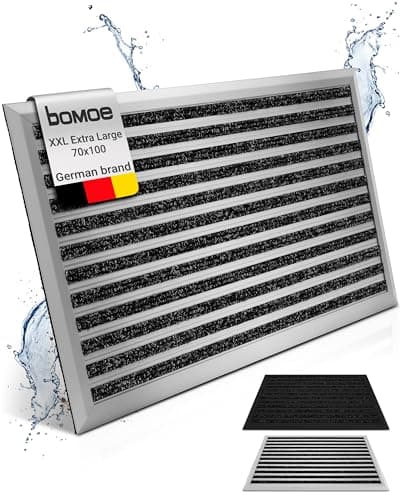 Image of bomoe XXL Aluminium Door Mat 70x100 cm Silver – Rubber Matting Non Slip Runner Mat Rustproof Weatherproof – Outdoor Front Door Matts Indoor for Entrance Office Building Hotel – AluGant