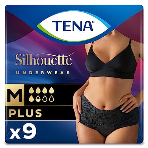 Image of Tena Silhouette High Waist Underwear Plus Black Medium, Pack of 9