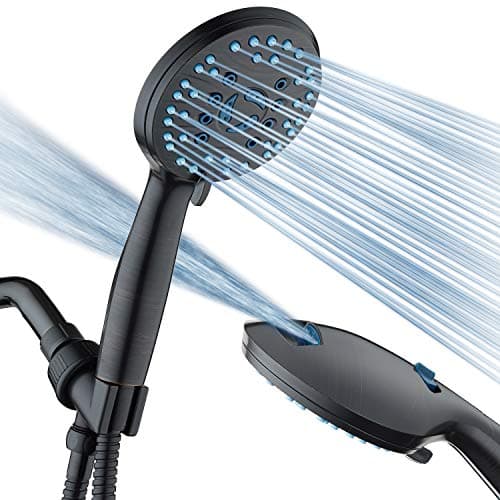 Image of AquaCare High Pressure 8-Mode Handheld Shower Head - Anti-Clog Nozzles, Built-in Power Wash to Clean Tub, Tile & Pets, Extra Long 6 ft. Stainless Steel Hose, Wall & Overhead Brackets