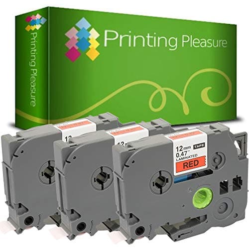 Image of Printing Pleasure 3 x TZe-431 TZ-431 Black on Red Label Tapes Compatible with P-Touch Label Printing Machines | 12mm x 8m