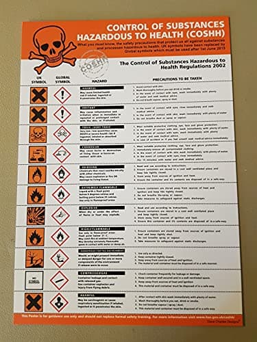 Image of COSHH STICKER (200mm x 300mm) Self Adhesive Vinyl The clearest Coshh Cupboard Safety Sign. Health and safety signs