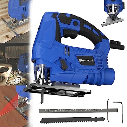 Image of 700W Compact 240V Corded Jigsaw Power Tool with Saw Blade, 2800 SPM Electric Jig Saw with Laser, 6 Variable Speeds, 4 Orbital Setting & ±45° Adjustable Bevel Cutting for Plastic Wood Steel Cutting