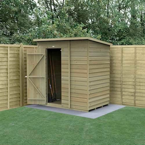 Image of Forest Garden 4LIFE Pent Shed 6x4 | Single Door | No Windows|25 Year Anti-Rot Guarantee