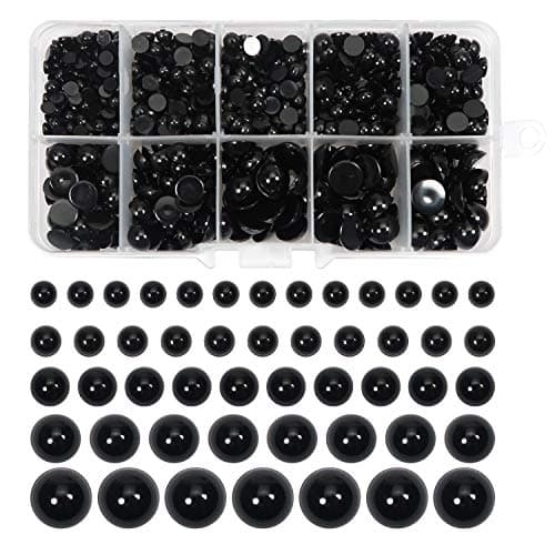 Image of TOAOB 830pcs Plastic Eyes 4mm to 10mm Black Flat Back Cabochon Craft Eyes for Making DIY Craft Plush Animal