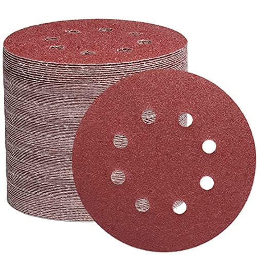 Image of STEBRUAM 105PCS 125mm Sanding Discs, 5 Inch 8 Hole Hook and Loop Sanding Pads for Random Orbital Sander(40/60/100/150/240/320/600 Mixed Grits)