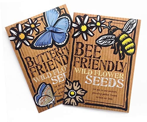 Image of Bee and Butterfly Friendly Wild Flower Seeds Duo Pack - Great Gardener Gift. Beautiful, Colourful Native British Wild Flowers. UK Grown. RHS Plants for Pollinators Mix.
