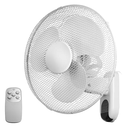 Image of Daewoo 16" Wall Mounted Fan, Remote Control, 3-Speed Settings, Oscillation & Timer, Space-Saving Cooling for Home, Office, Gym & Garage, Quiet Operation