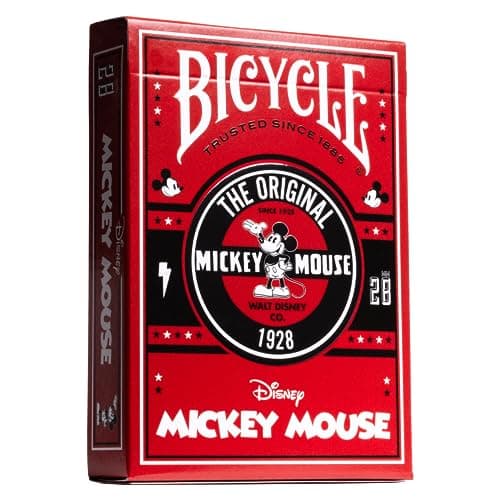 Image of Bicycle® Classic Mickey Disney Playing Cards - 1 Deck, Air Cushion Finish, Professional, Superb Handling & Durability, Great Gift For Card Collectors, Red
