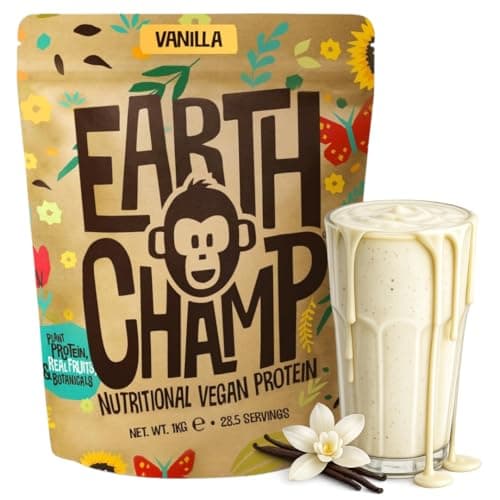 Image of Vegan Protein Powder (1kg) - 28 Servings - EarthChamp by Wyldsson - Plant Based Vanilla Protein Powder Shake, Dairy Free, Gluten Free, Lactose Free Protien Shake (Vanilla)