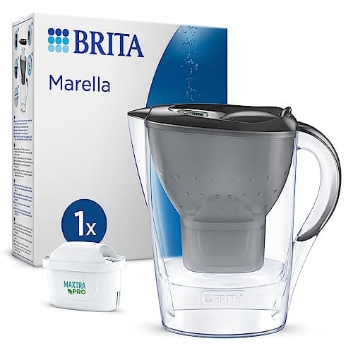 Image of BRITA Marella Water Filter Jug Graphite (2.4L) incl. 1x MAXTRA PRO Pure Performance cartridge - fridge-fitting jug with digital LTI and Flip-Lid - now in sustainable Smart Box packaging