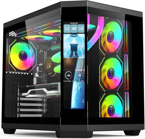 Image of IONZ APEX Vision - PC Gaming Case, ATX Mid Tower, Dual Chamber with 4 ARGB PWM Fans - LCD Screen | Black