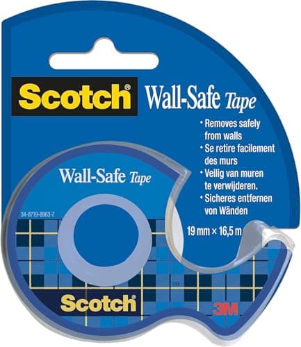 Image of Scotch Wall-Safe Tape - 1 Roll On Handheld Dispenser, 19 mm x 16.5 m - Sticks Securely, Removes Cleanly, Invisible, Photo-Safe - For Office And Home Use