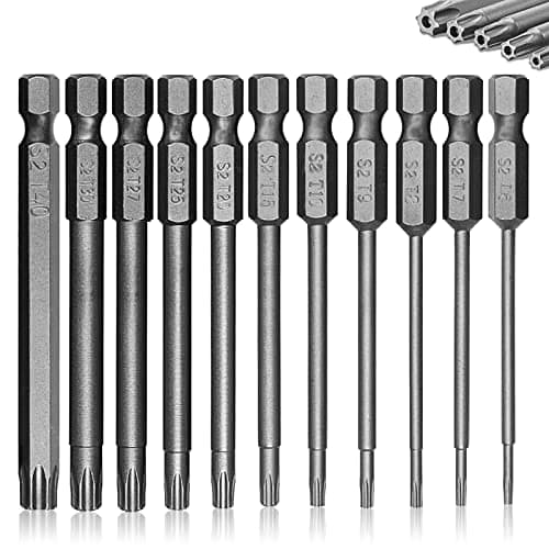 Image of 75mm Torx Screwdriver Bit Sets, 11pcs T6-T40 Star Torx Screwdriver Security Bit Set 1/4 Inch S2 Steel Hex Screwdrivers Impact Driver Bits Set