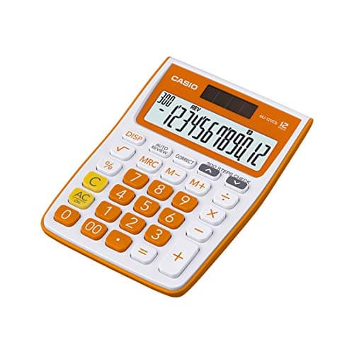 Image of Casio MJ-12VCb-RG 300 Steps Check & Correct Colourful Desktop Calculator (Orange)