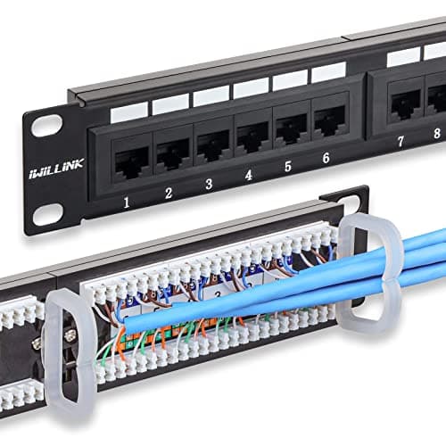 Image of iwillink 24 Port Patch Panel, 10Gbps Cat6 Patch Panel, RJ45 Keystone Network Panel for Rackmount or Wall Mount, Ideal for Gigabit Ethernet Connections