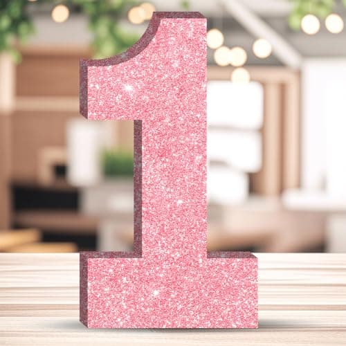Image of 20CM Glitter Birthday Number Table Decoration Freestanding Party Centrepiece Sparkly Pink Number Ornament for Celebrations Reusable - 1