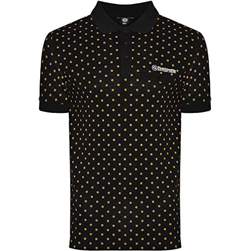 Image of Lambretta Mens Target AOP Premium Polo Shirt - Black/Gold - XL