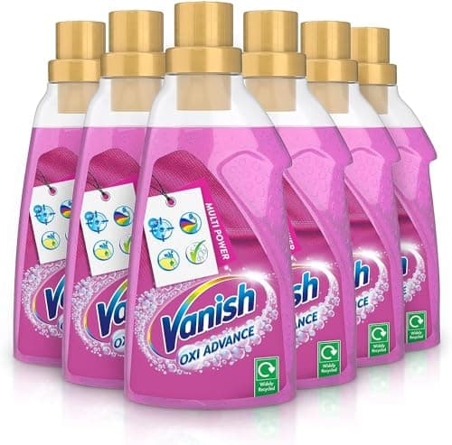 Image of Vanish Gold Oxi Action Gel Fabric Stain Remover, 750ml | Removes stains, brightens colours & removes odours|Colour safe concentrated formula | 6 pack | 6 Bottles x 750ml (4.5L),package may vary