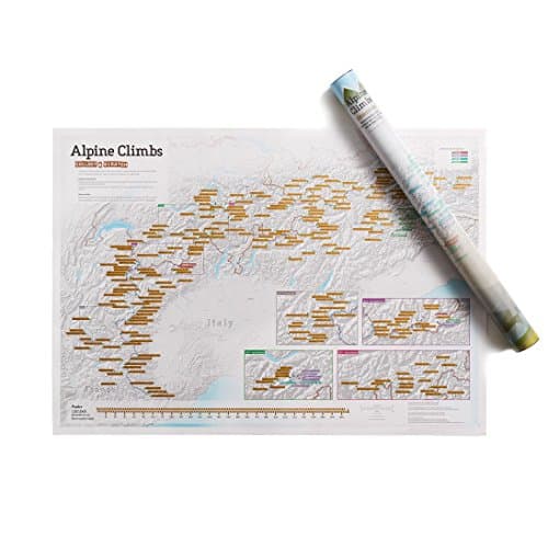 Image of Scratch Off Alpine Climbs Print - Maps International - Poster Gift for Walking/Climbing Enthusiasts - alps Peaks - Gift Tube - a1 Sized 84.1 (h) x 59.4 (w) cm