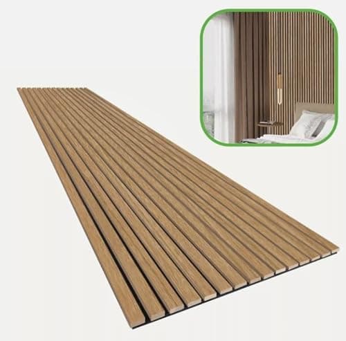 Image of Acoustic Wall Panelling 2400mm x 600mm Decorative 3D Slatted Wood Effect (Natural Oak)