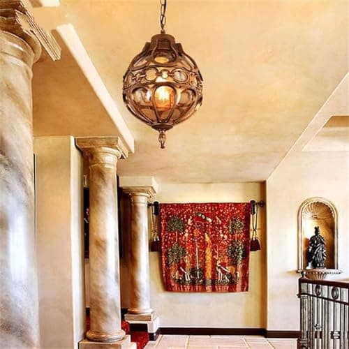 Image of FZQSXAZU V Intage Outdoor Pendant Lights Compatible with Courtyard Garden Balcony Retro Europe Style Ceiling Lamp Yard Pathway Landscape,Chandelier
