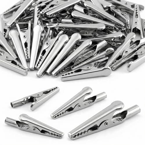 Image of QWORK® 200Pcs Alligator Clips, Electrical Test Cable Crocodile Clips Metal Croc Clips for Laboratory Electric Testing Work, 2” / 50mm