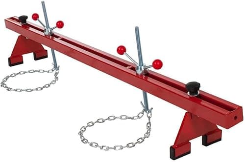 Image of TOTEBOX Engine Support Double Beam Bar, 1102lbs / 500kg Engine stand with Dual Hooks Chains, Steel Motor Transmission Hoist, Motor Traverse Lifter Gearbox Support