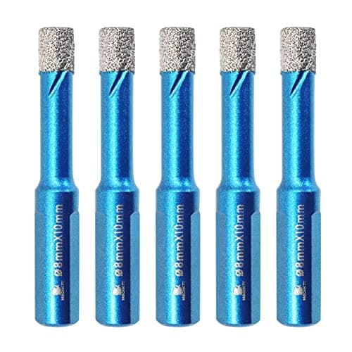 Image of Dry Diamond Core Drill Bit Set,BRSCHNITT 5pcs 8mm Diamond Hole Saw Core Drill Bit with Triangle Shank for Porcelain Tile Ceramic Stone Granite Marble