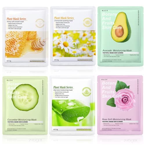 Image of 6 Sheets Fruit Extract Face Mask Set - Collagen Face Mask - Face Masks Beauty - Facial Mask Sheet - Skin Repair Mask Improves Skin Face Care Skin Care Sets For Women For All Skin Types
