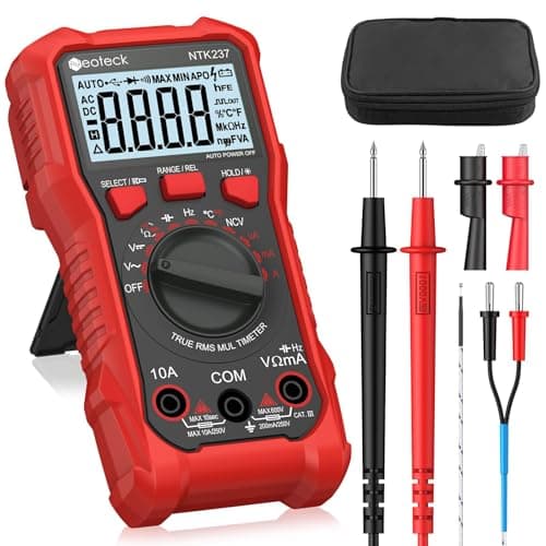 Image of Neoteck 2000 Counts Digital Multimeter Voltmeter Tester with NCV, LCD for AC/DC Voltage&Current, Resistance, Capacitance, Live Wire, Frequency, Temperature, Duty Cycle, Continuity, Diode Measuring-Red