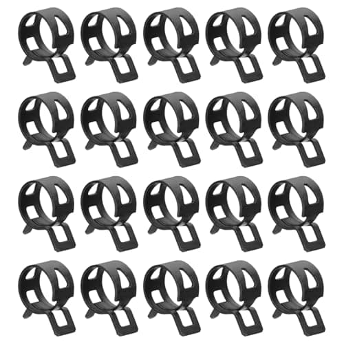 Image of sourcing map 20pcs Spring Band Type Hose Clamps 12mm Fuel Line Hose Spring Clip Silicone Vacuum Hose Pipe Clamp Low Pressure Tube Clip Fastener, Black