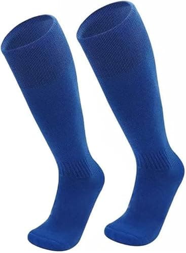 Image of HAJRA® Kids Football socks Juniors Knee High Football Sock Children Rugby Hockey Sports Socks Outdoor Game Soccer Sock, Boys Rugby Hockey Socks Royal Blue (7-10 Yrs)
