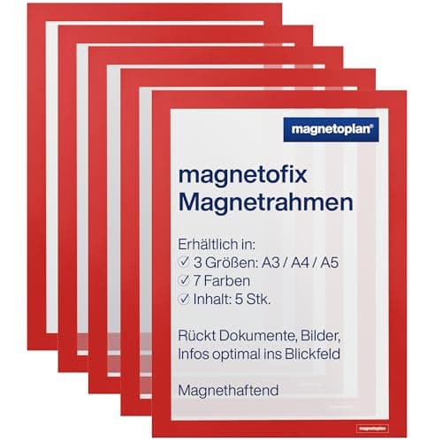 Image of magnetoplan 1130406 Magnetofix Magnetic Frame A3 Pack of 5 – Red