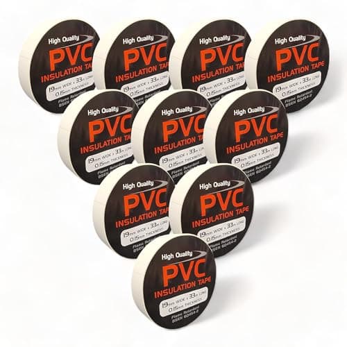Image of 10 Rolls of White PVC Electrical Insulation Tape, 33m Long x 19mm Wide, Adhesive Insulating Tape for Protecting Electrical Wires