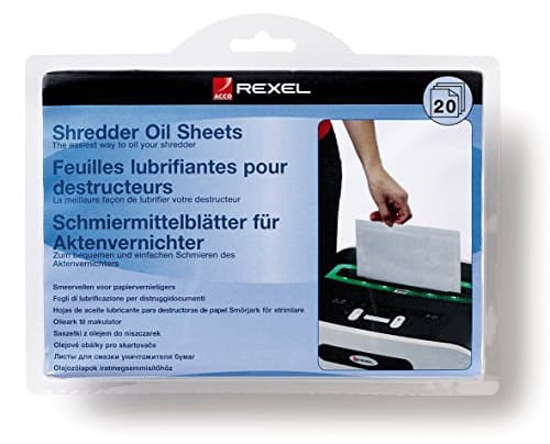 Image of Rexel 2101949 Shredder Oil Sheets, Shredder Maintenance,white,, Pack of 20, A5 Size
