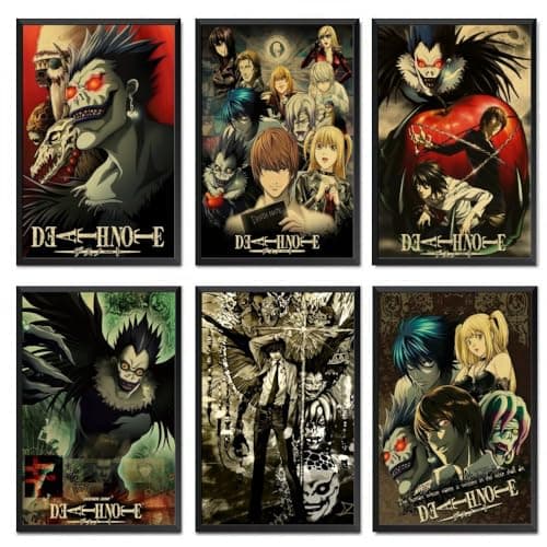 Image of CDOKTPHJ Death Note Poster (Set of 6) Unframed Classic Anime Poster Canvas Posters for Bedroom Wall Art Decor Posters & Prints 08x12inch(20x30cm) Style-3