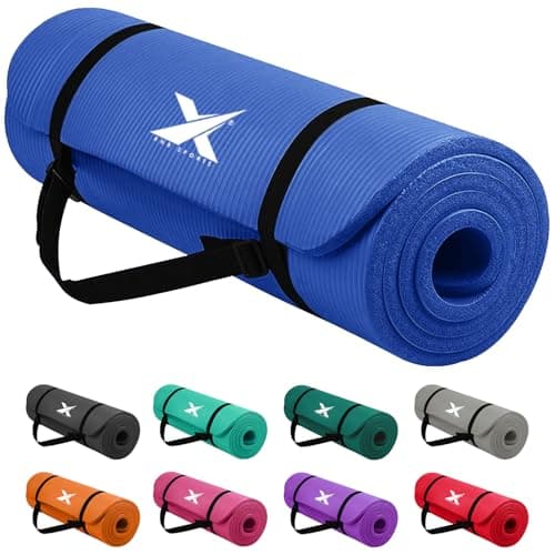 Image of Xn8 Sports Yoga mat 10mm & 15mm Thick NBR Exercise Mat - Non-Tearable Pilates Mat with Extra Carry Strap - Yoga Mats for Women Men for Aerobics Lunges Planks Indoor & Outdoor 61Lx20Wx1.5 & 1Th