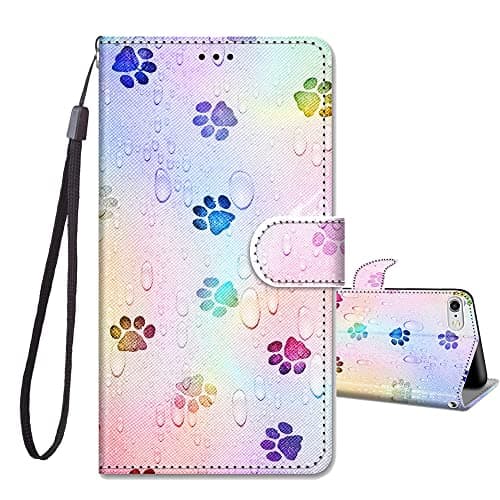 Image of JRIANY iPhone 6/6s Case, PU Leather Wallet Case with Cute Pattern [Card Holder] [Kickstand], Shockproof Cover Compatible with Apple iPhone 6/6s