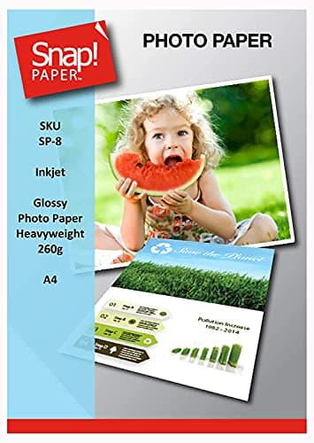 Image of SNAP Inkjet A4 Glossy Photo Paper 260gsm Heavyweight Premium Instant Dry and Water Resistant x 100 Sheets SP-8-100