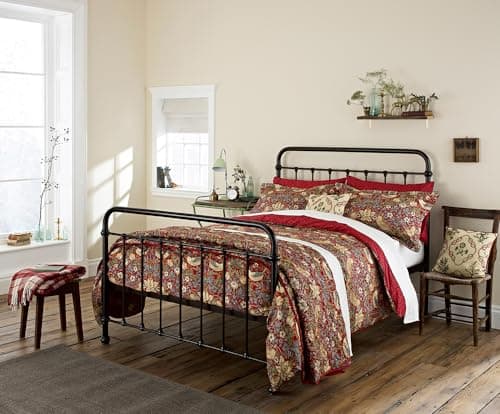 Image of Morris & Co Strawberry Thief Duvet Cover Set Crimson, Red