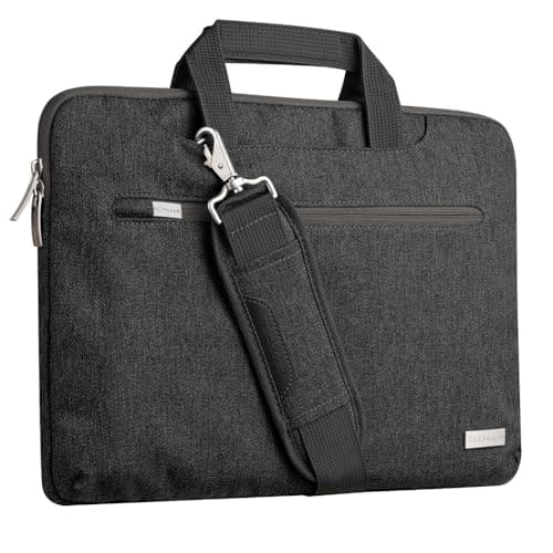 Image of TECHGEAR Case for 14" - 14.6" Laptops, Portable Multi-function Laptop Case with Adjustable Shoulder Strap, Luggage Strap & Suppressible Handles, Portable Sleeve Organiser Case Cover + Pockets BLACK